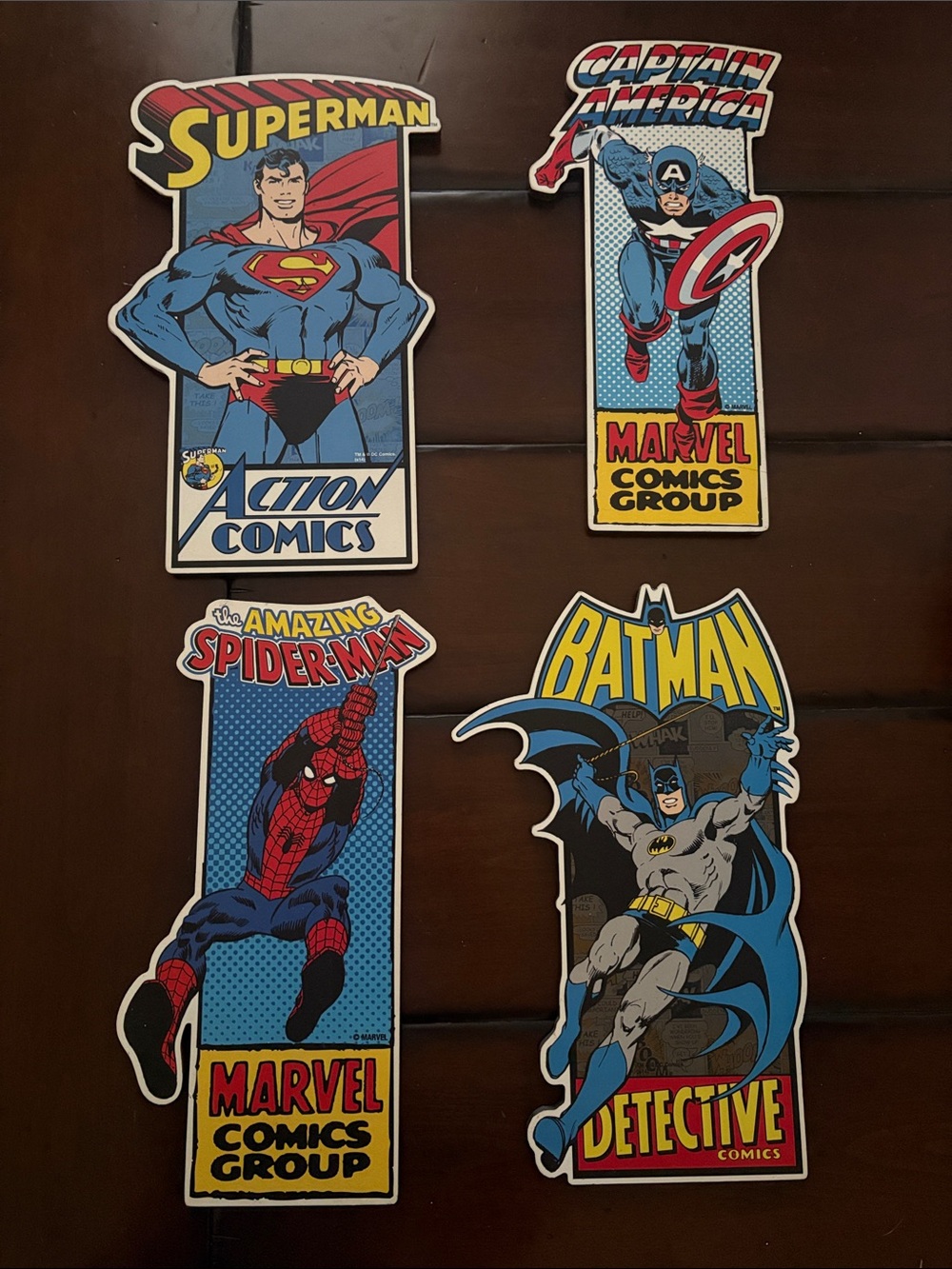 4 super hero wall decorations.